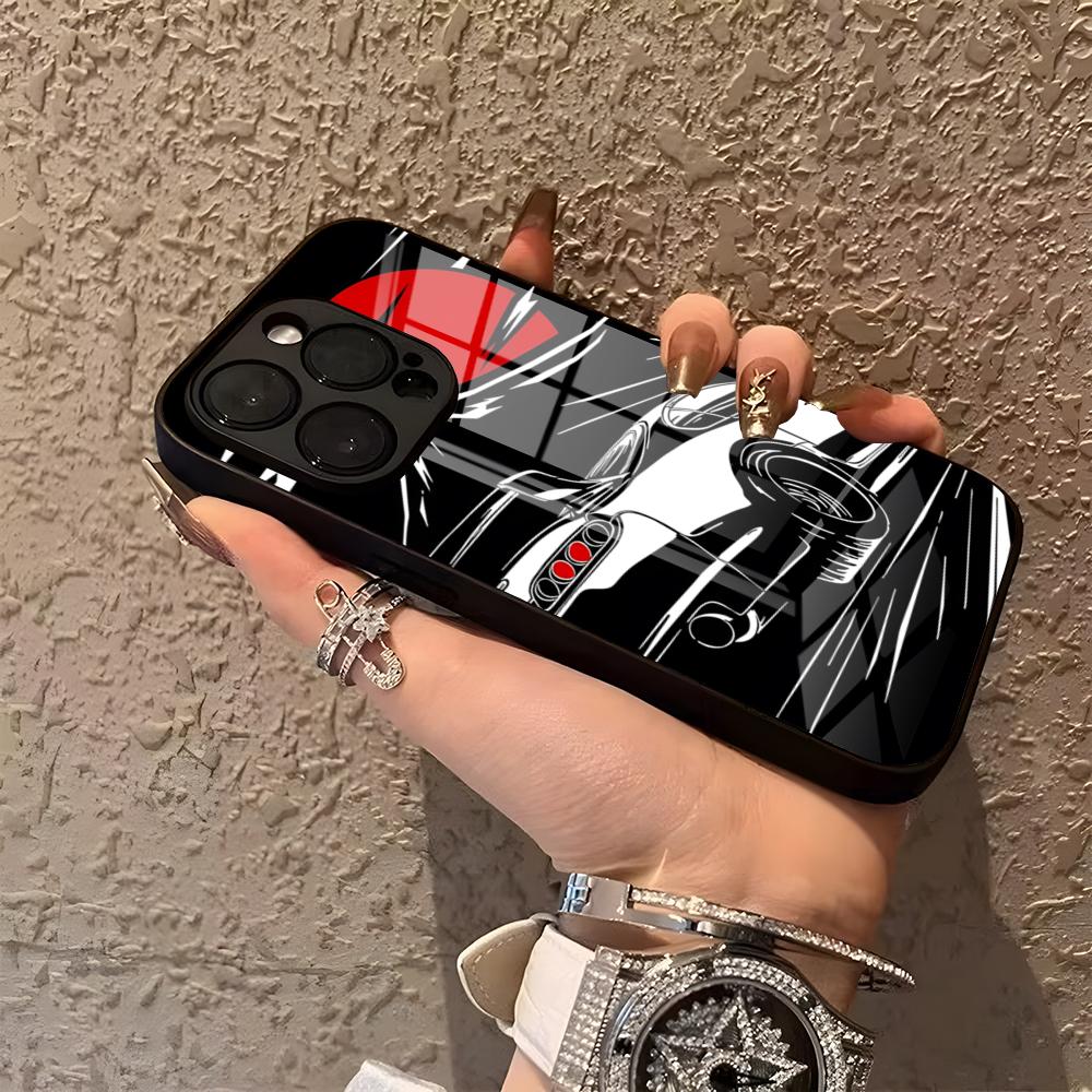 Спортивные автомобили JDM Мужской Мужчины Чехол для телефона Для IPhone 15 Pro Max 14 Pro 12 16 11 13 Mini X XR XS 8 7 Plus SE Закаленное стекло Задняя крышка