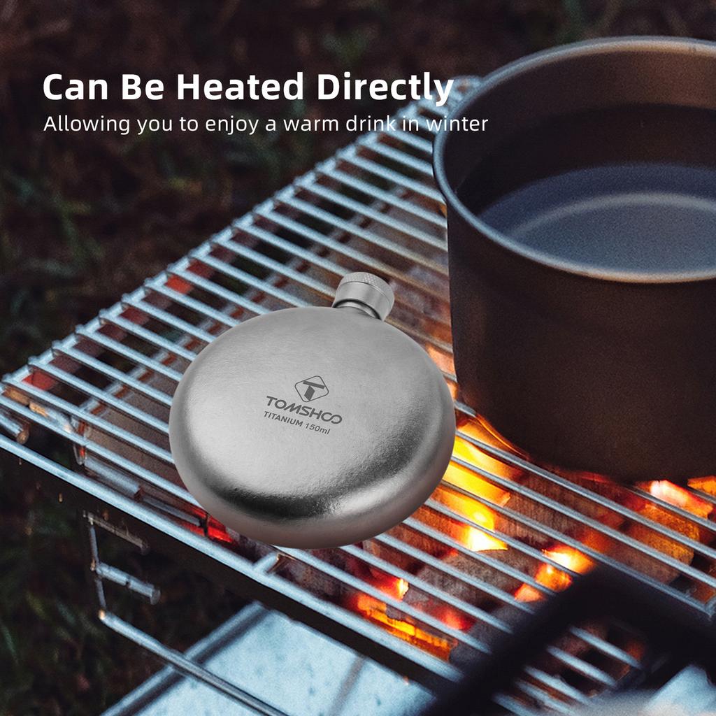 Titanium Flask 150ml Whiskey Flask for Men Lightweight Titanium Wine Flask Camping Flask Titanium