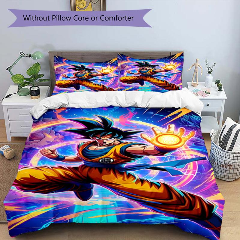 3pcs Duvet Cover Set (1*Duvet Cover + 2*Pillowcase, Without Core), DRAGON BALL Print Bedding Set, Bedroom Decor, All‑Season, Birthday Gift