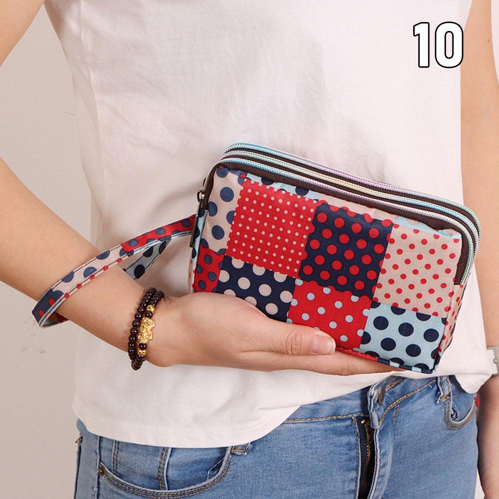Fashion Women Flower Wrist Bag Waterproof Canvas Wallet Mini Handbags Sports Cell Phone Bags Coin Purse Party Money Makeup Bag