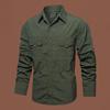 Men's Long-sleeved Shirt Spring and Autumn Trendy Casual Loose Workwear Multi-pocket Shirt Men's Quick-dry Top