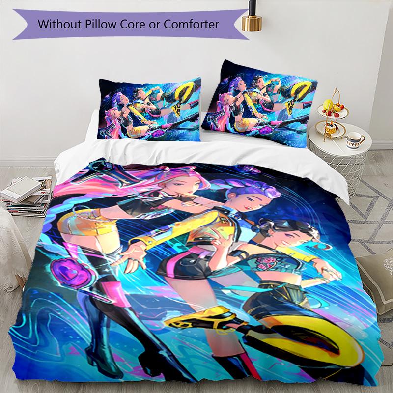KPOP Hunter 3pcs Bedding Set Duvet Cover Closure Includes 1 Duvet Cover & 2 Pillowcases for All Seasons Bedroom Home Dorm Decor