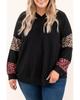 Azura Exchange Black Plus Size Leopard Patchwork Strappy Neck Top