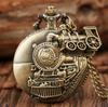 Retro Steampunk Train Quartz Pocket Watch with Necklace Chain Pendant Gift for Male Men Vintage Clock