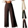 Women  Elastic High Waist Pant Casual Active  Fit Wide Leg Long Pants Trousers With Pockets