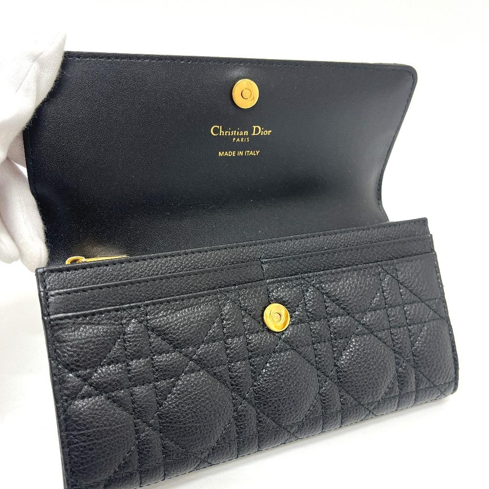Dior S5039UWC Lady Christian Dior Cannage Caro Long Wallet Calfskin Black Unused