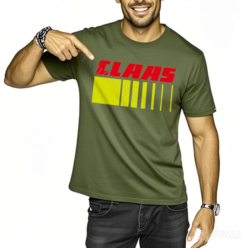Tshirts for Unisex Vintage Crew Neck Tshirt Claas Logo On Black Daily Wear Trendy Tshirt Fashion Comfortable Round Neck Tee