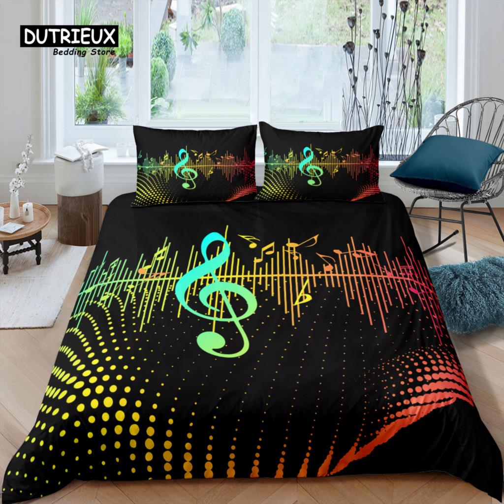 Home Living Luxury 3d Colored Notes Bedding Set Duvet Cover Set Pillowcase Kids Bedding Set Queen and King EU/US/AU/UK Size