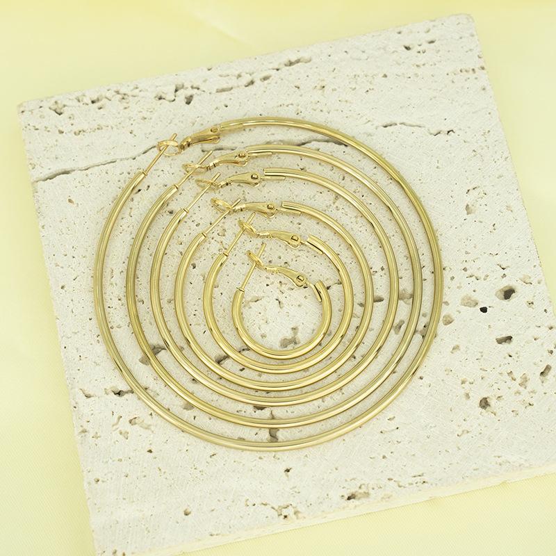 Серьги из нержавеющей стали Fashion 2.0 Wire из титана с пружинным зажимом I-образной формы с пряжкой-бантом в виде креветки, увеличенные большие круглые серьги-спирали, ювелирные изделия