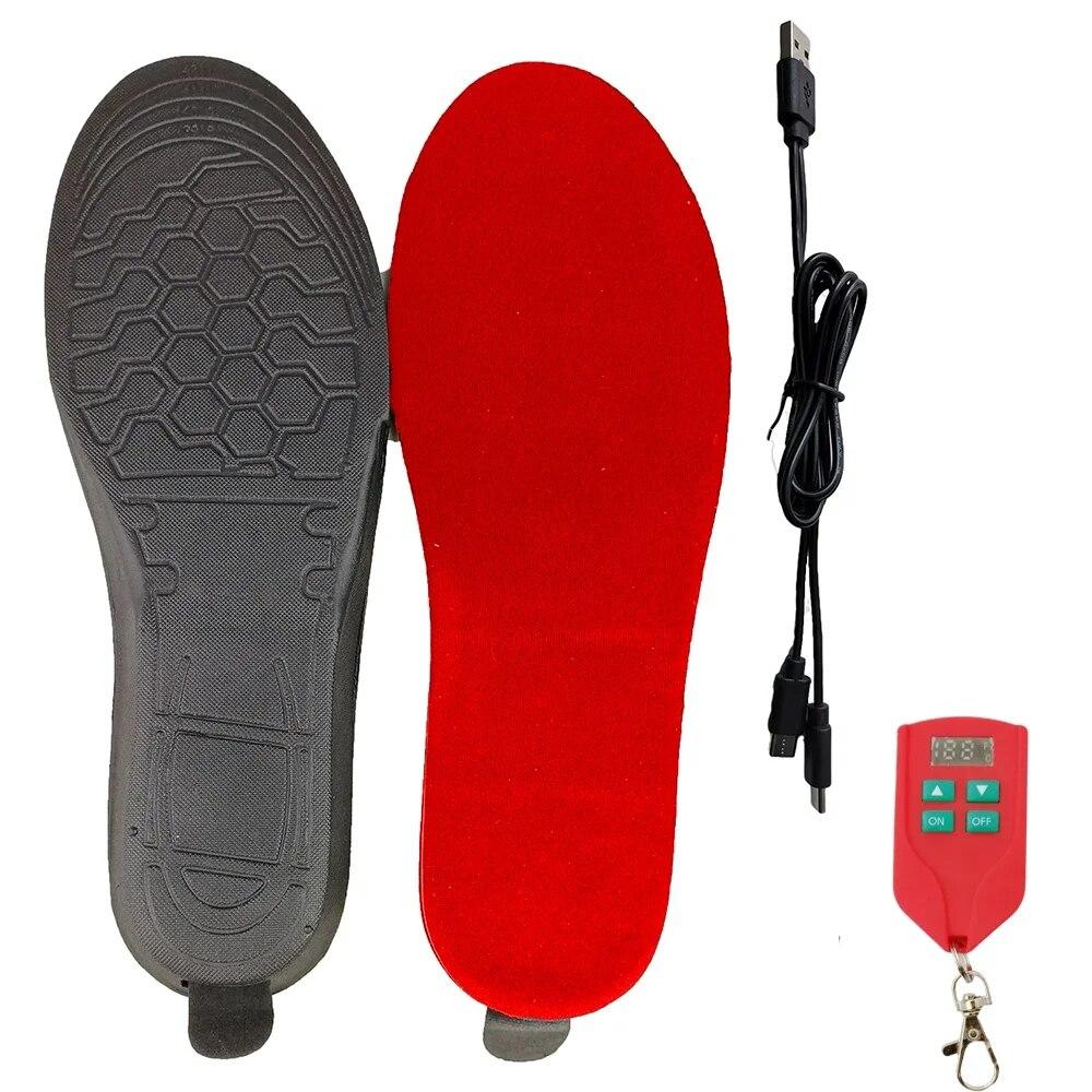 Перезаряжаемая стелька с подогревом и дистанционным управлением, зимняя дезодорирующая дышащая стелька с подогревом для улицы, мягкая стелька с флисовой подкладкой