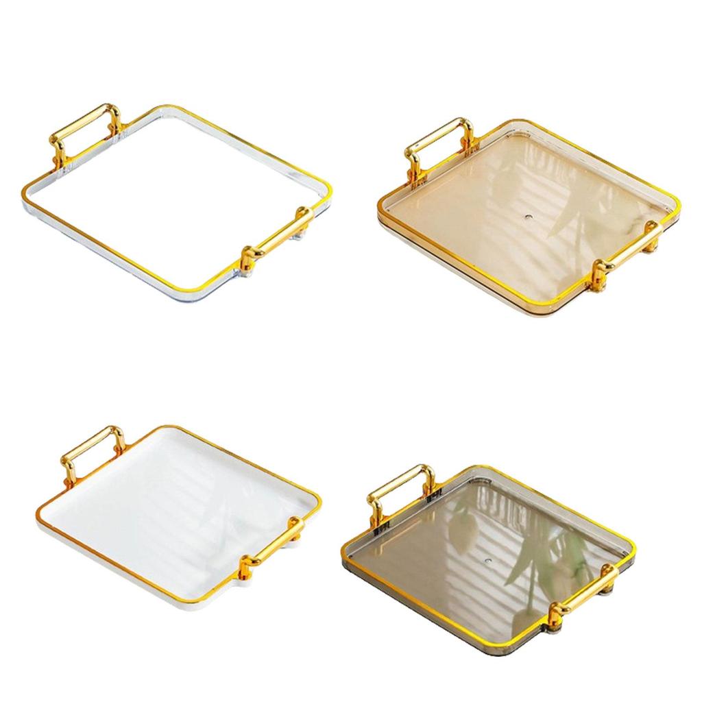 Serving Tray with Handles Rectangle Serving Platter Tea Fruit Storage Tray for Living Room Bathroom Kitchen Entertaining Decor