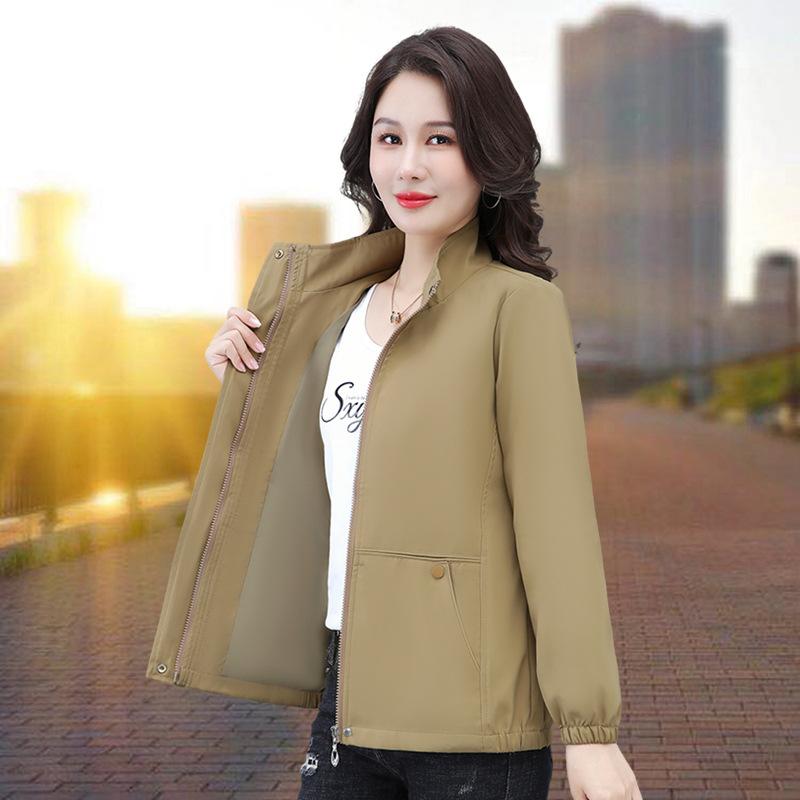 Short Jacket, Women's Spring and Autumn Thin Style, Autumn Casual Baseball Jacket Stand Collar Jacket