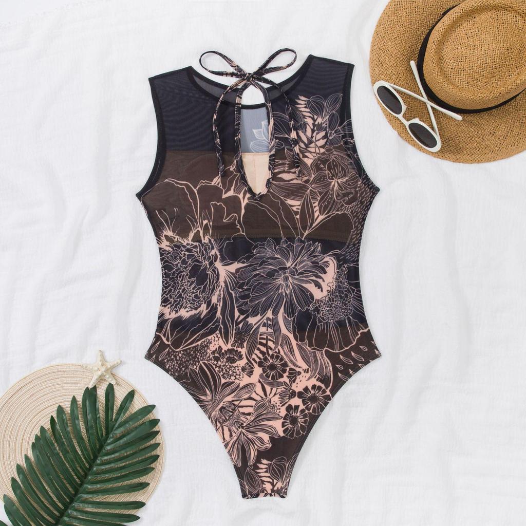 Женский многоцветный сетчатый купальник с длинным рукавом для защиты от солнца