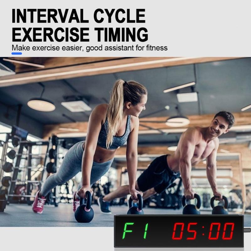 Таймер для зала, Интервальные часы с ярким светодиодом, Таймер Crossfits с обратным/прямым отсчетом, Секундомер, Настенный таймер для тренировок с пультом ДУ для зала