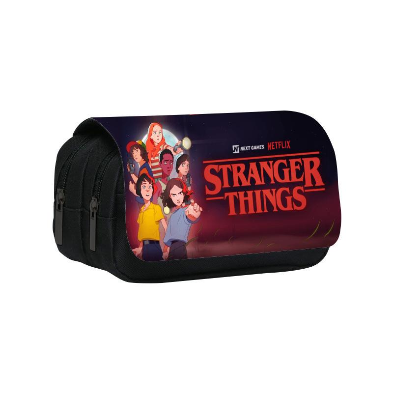 Пенал Stranger Things 5, Большая вместимость, Многослойное хранение, Износостойкая Оксфордская ткань, Школьная сумка для канцелярских принадлежностей