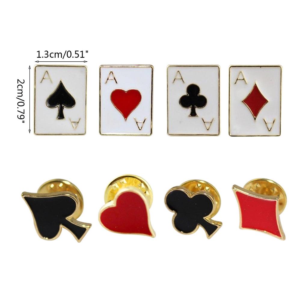 8 Pcs Alloy Drop Oil Poker Card Enamel Pins Metal Cartoon Brooch Backpack Collar Lapel Badge Jewelry Gift