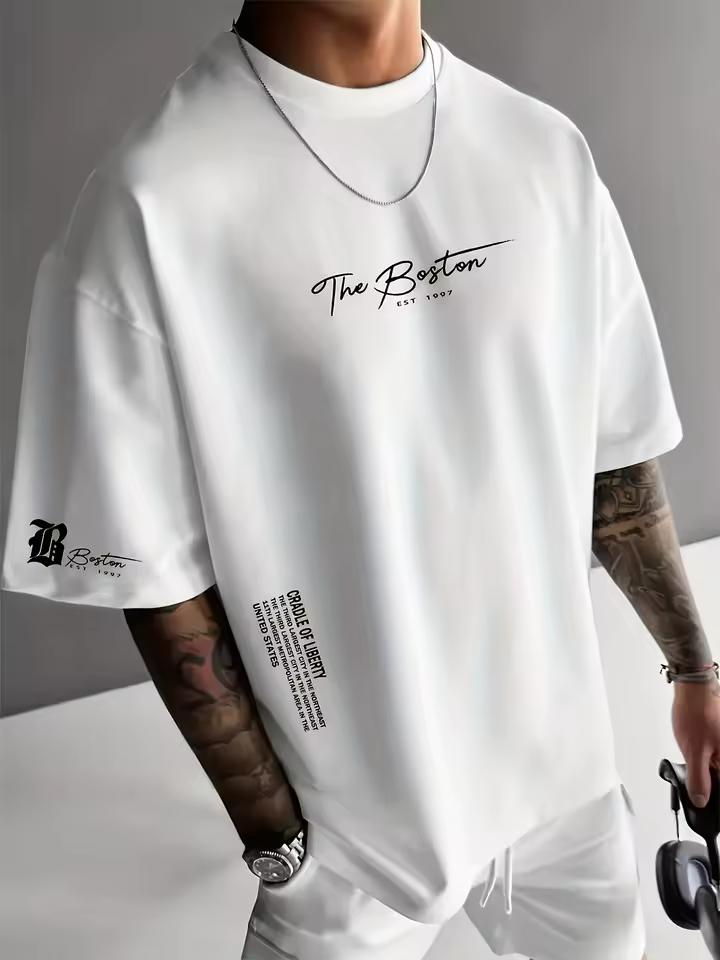 Men's The Boston CRADLE OF LIBERTY T shirt Vintage Unisex Women Oversized Loose Tee Streetwear Casual Trendy Top Short Sleeve