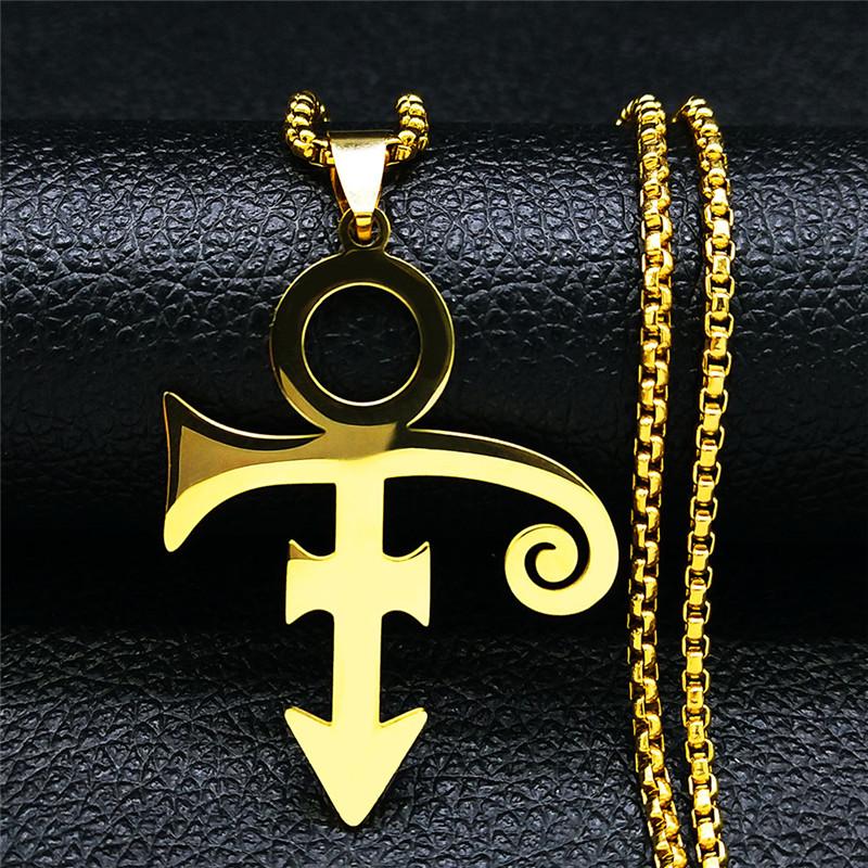 RIP Memorial Symbol Love Logo Steampunk Stainless Steel Necklace Women The Minimalism Artist Love Symbol Prince Necklace Jewelry