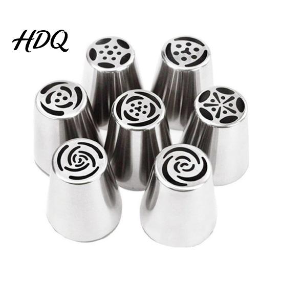 Wedding Cake Decoration Tools 7PCS Russian Piping Tips Set, Stainless Steel Decorating Easy Frosting Nozzles for Cakes Nozzles, Baking Supplies