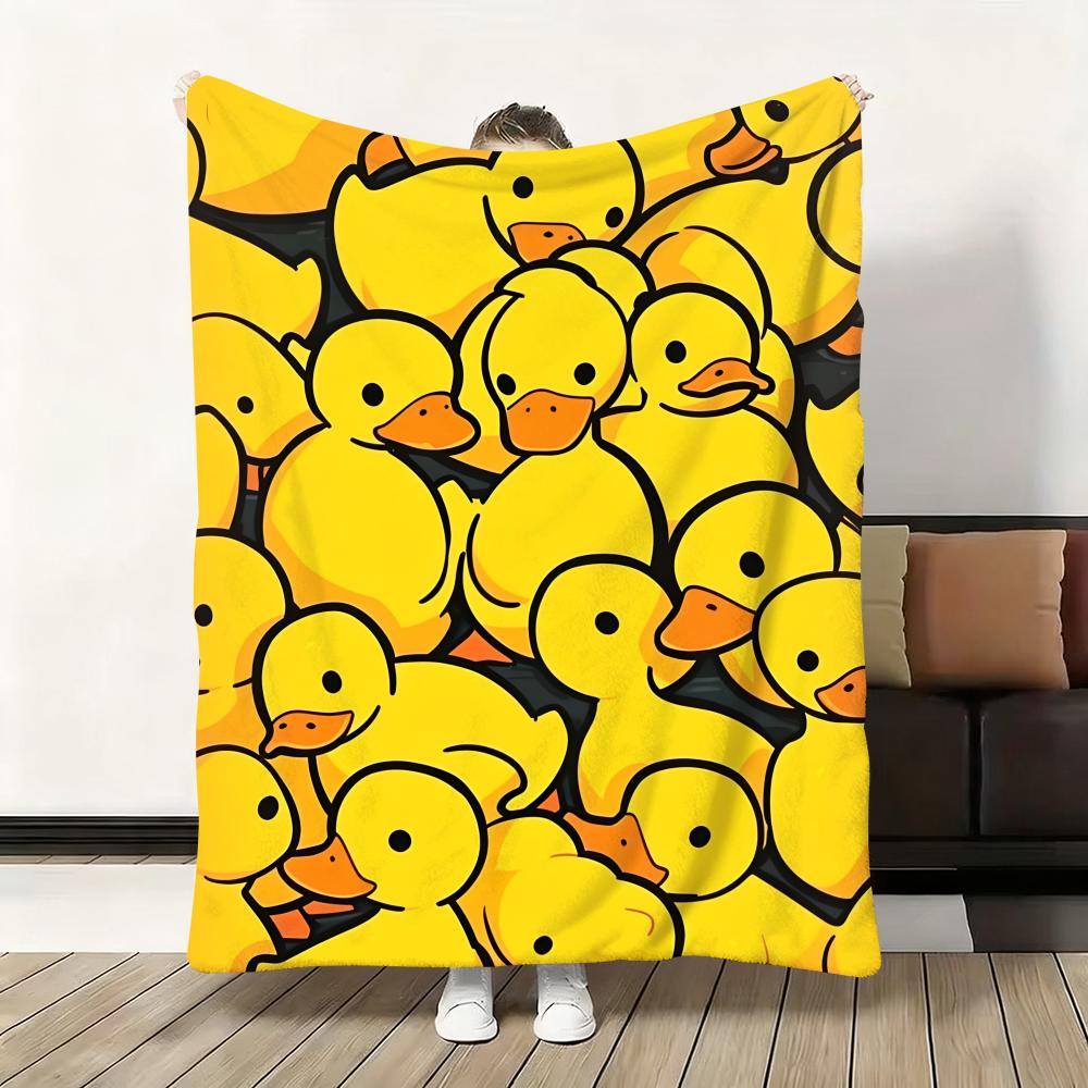 Cute Duck Throw Soft Flannel Blanket Warm Knee Skin-Friendly Throw for Sofa Office Bed Traveling Winter Oversize