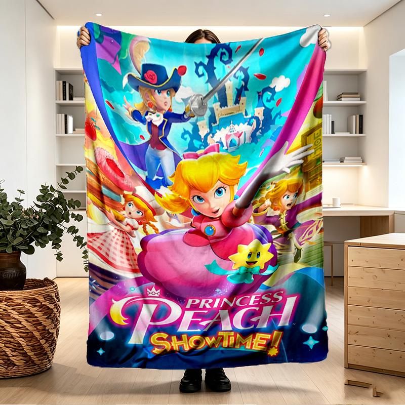 Princess Peach Toadstool Print Blanket - Soft & Comfortable, for Bedroom, Travel, Sofa, Home Decoration - Birthday Christmas Gift for Friend