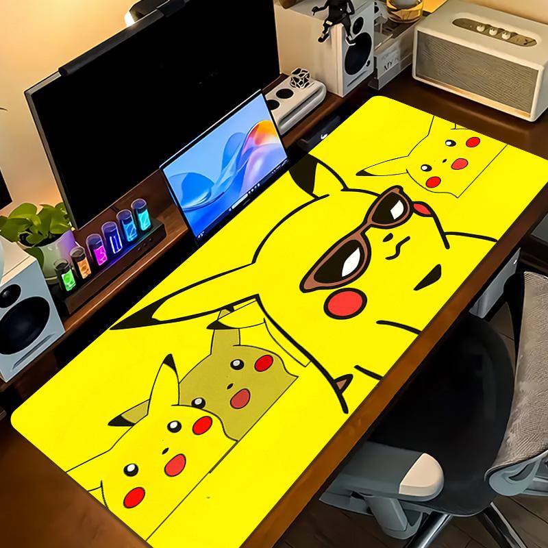Happy Pikachu Print Cushion Non-slip Laptop Tablet Big Mousepad XXL Mat Mini PC Playmat With Lock edge
