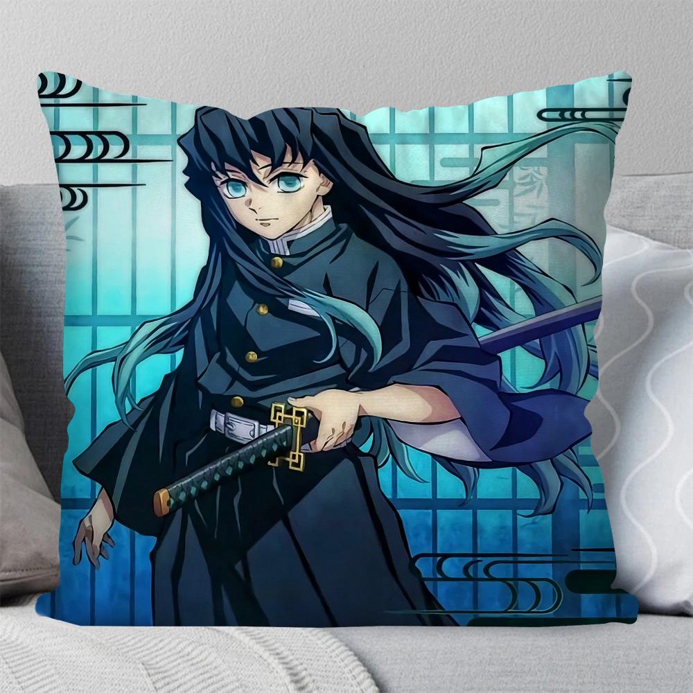 1Pc Tokitou Muichiro Animation Demo Slayer Blade Pillow Case Square Pillow Bedroom Sofa Leisureliving Room Home Decoration 40X40