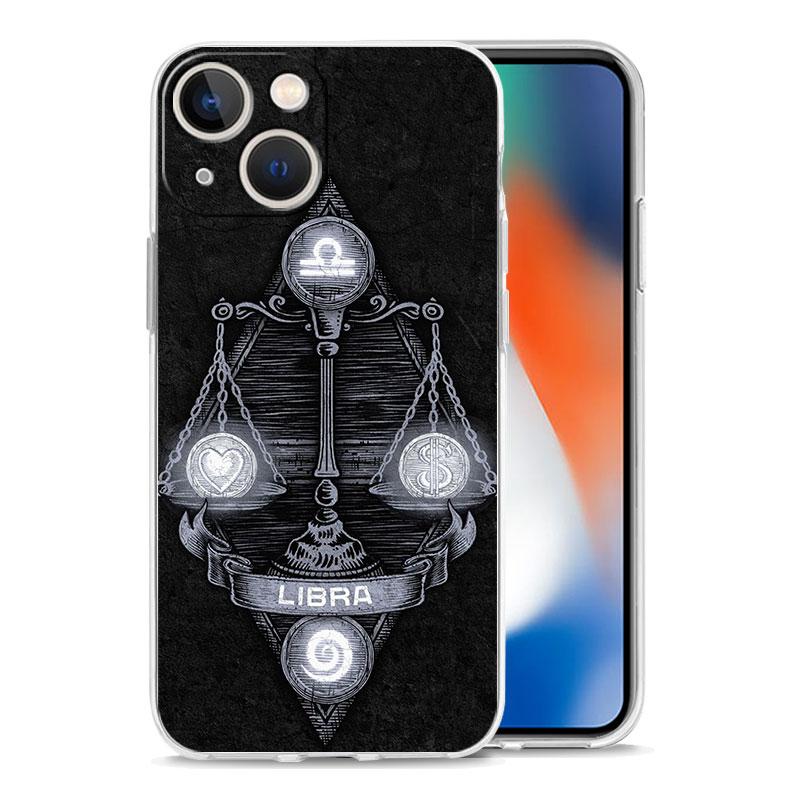 Чехол для телефона Овен Лев Весы Рыбы Дева Для iPhone 11 Чехлы iPhone 15 12 13 14 16 Pro Max X XR XS 14 15 Plus 16Pro Прозрачная крышка