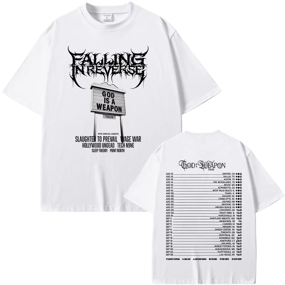 2025 Футболка с логотипом группы Rock Band Falling in Reverse Мировой тур Летняя Мужская Женская Повседневная Оверсайз Уличная Одежда Мужская Хлопок Винтажные Футболки