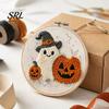 Relaxing Handiwork for Fall Nights Halloween Punch Needle Kit, Pumpkin Ghost Craft Kit with Beginner Friendly Embroidery Hoop, Easy Art Project