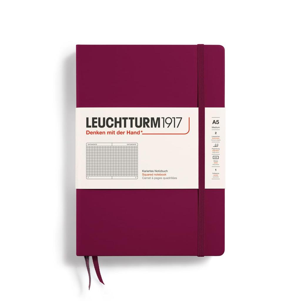 Leuchtturm A5 Grid Port Officially Imported Notebook, Red, 359694,