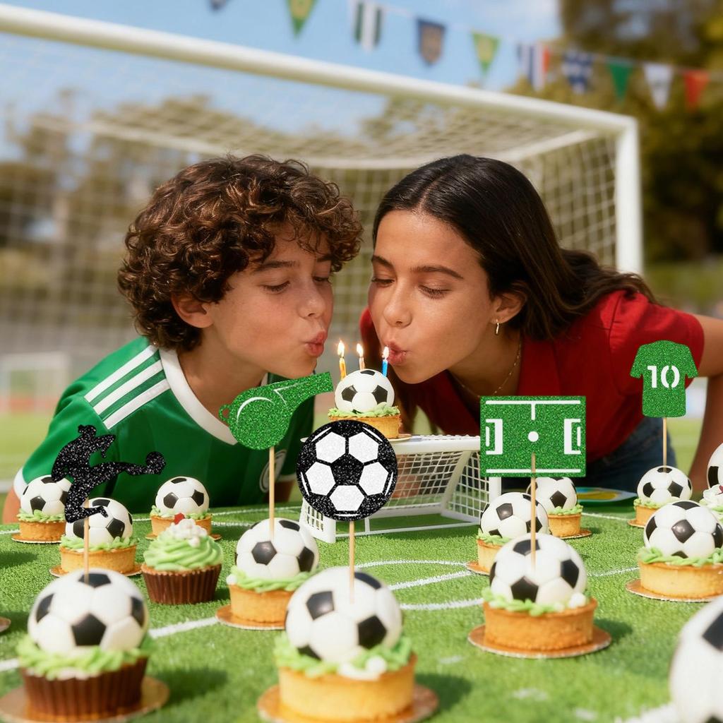 12 шт. Аксессуары для торта на футбольную тематику Футбольные топперы для торта Тема для мальчиков Украшение торта для детской вечеринки по случаю дня рождения DIY Выпечка