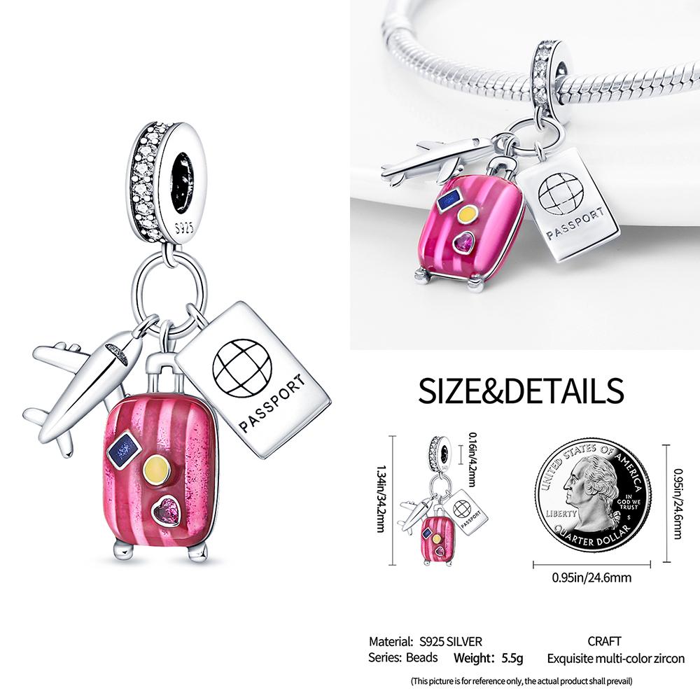 Новые Оригинальные Медные Дорожные Шармы Самолет Багаж Земля Бусины Подвески Подходят для Браслета Ожерелья DIY Ювелирный Подарок
