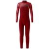 Children Girls Fashion Leotard Long Sleeve Round Collar Hollow Back Skating Performance Jumpsuit