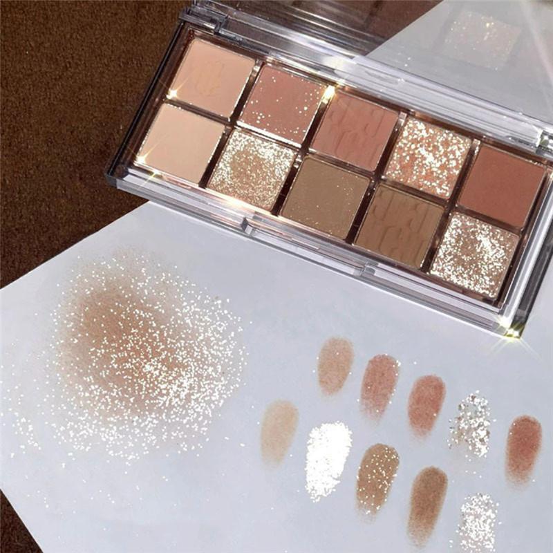 10 Colors Eyeshadow Shimmer Pearly Matte Sequins Earth Color Eyeshadow Palette Waterproof Long-Lasting Makeup