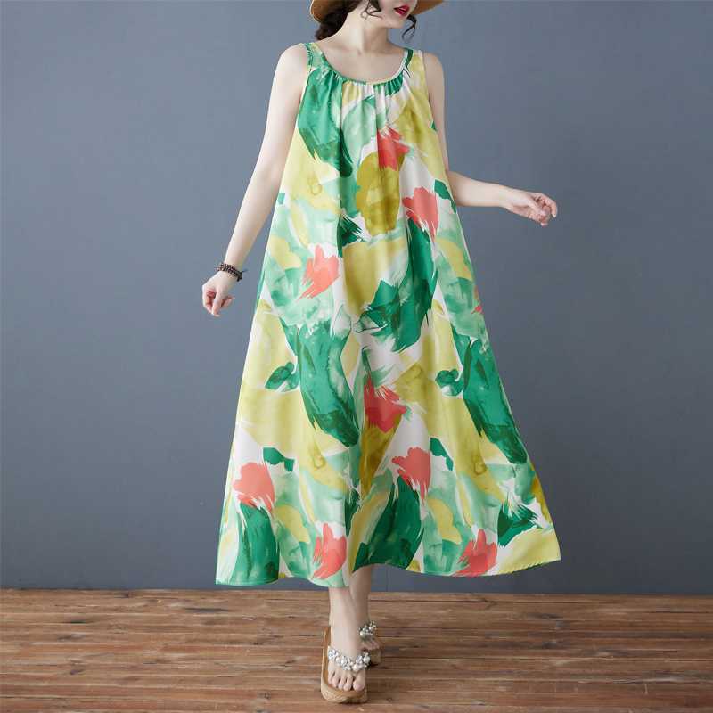 Женское свободное шифоновое платье средней длины, длинная юбка