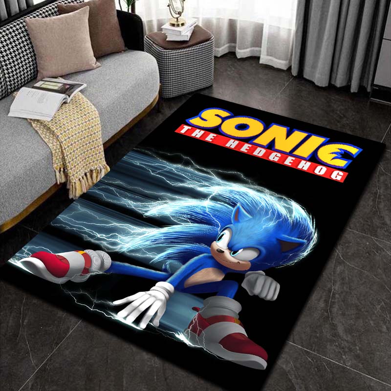 3D S Sonic c Cartoon Print Area flannel Rug Non‑Slip Soft Floor Carpet For Kids Boys Girls Bedroom Playroom Home Indoor Decor