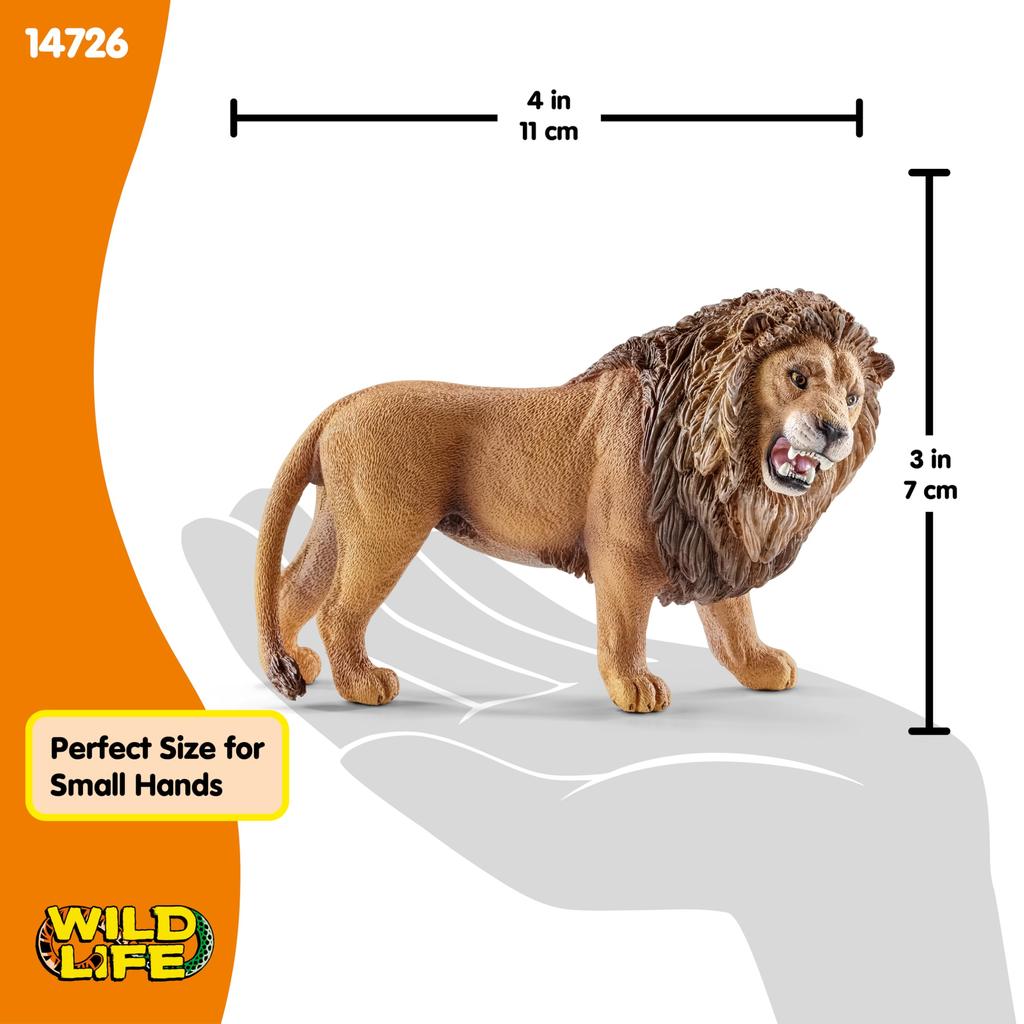 Schleich Wildlife Lion Ages Realistic Animal Toy 14726 (Roaring) Figurine, 3+,