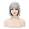 Синтетические короткие парики боб с челкой для женщин серый прямой парик для косплея костюм на Хэллоуин