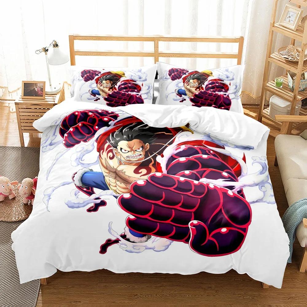 Comfortable Anime Print Bedding Set With Duvet Cover And Pillowcases King Queen Twin Sizes For All Ages