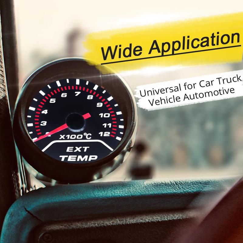 12V 52mm Universal Car Exhaust Gas Temp Gauge Meter EGT Temperature Meter With Electronic Sensor For Car Truck Vehicle