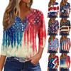 Women's T Shirt Tee Print Button  3/4 SleeveDaily Weekend Fashion Basic V- Neck Regular Top