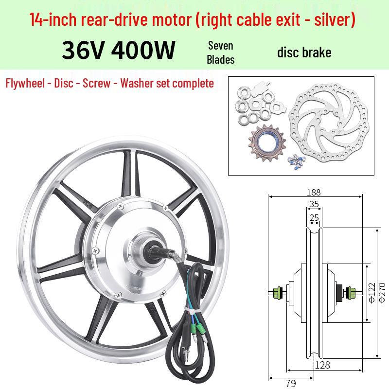14-дюймовый складной электрический велосипед 36В/48В с высокоскоростным мотором 350Вт/400Вт, дисковыми тормозами и передним/задним приводным колесом
