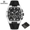 Naviforce Оригинальные мужские спортивные часы-хронограф Кварцевый механизм Силиконовый ремешок Водонепроницаемость 50 м Светящиеся стрелки Легкие мужские повседневные часы NF6113