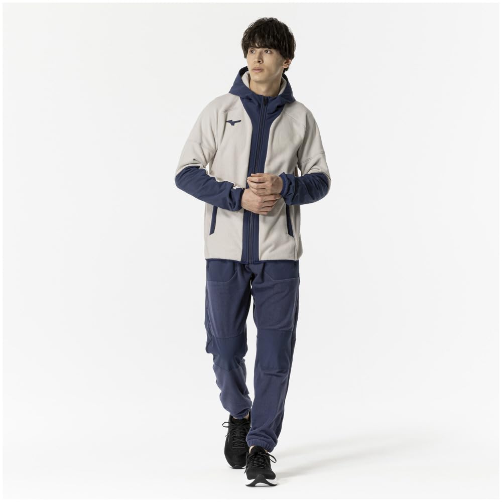 Mizuno Waterproof Fleece and Cloud 32MCB558 Men's Hoodie, Water-Repellent Warm, Beige,