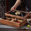 Walnut Wood Serving Tray Set With Compartmentalized Design Nuts Fruits Snacks Living Room Decor Modern Chinese Style