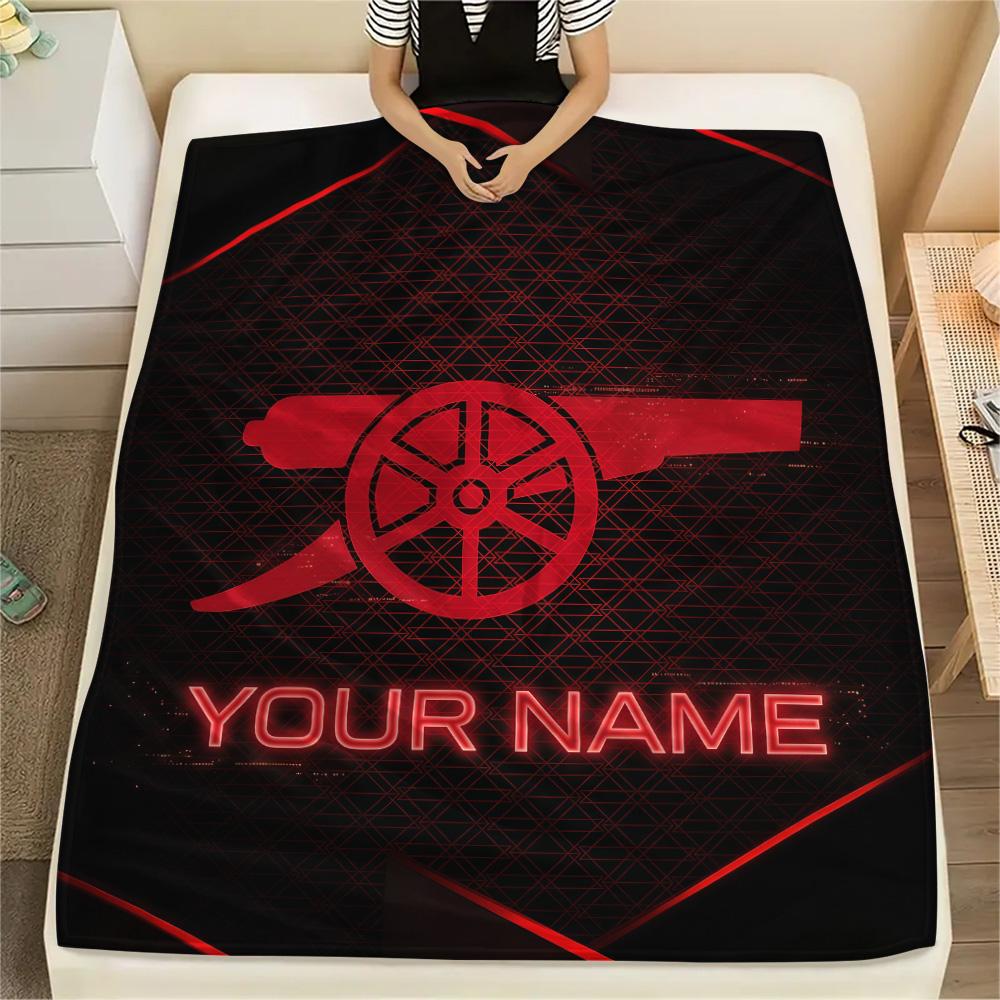 Custom Name Arsenal Football Club Flannel Blanket, High quality Comfortable for All Seasons, Home Decor, Warmth and Comfort