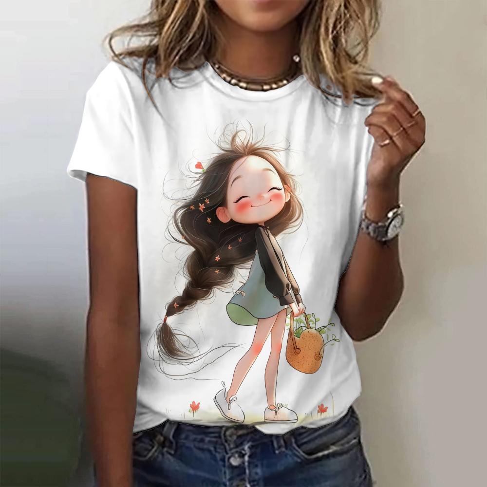 Женская футболка с принтом аниме, модный свитер с короткими рукавами, футболка с круглым вырезом, женская многофункциональная повседневная одежда, летняя новинка