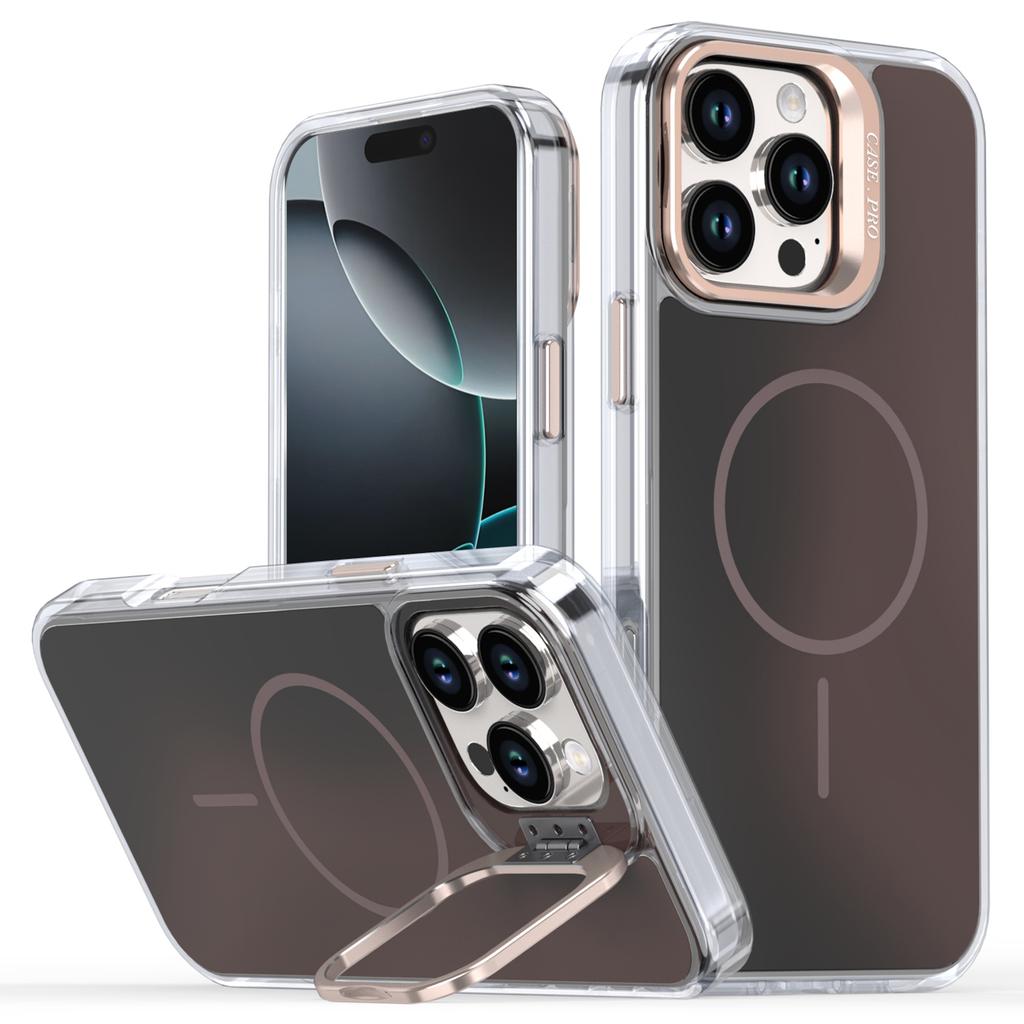 For iPhone 16 Pro Max Case Compatible with MagSafe TPU+Acrylic Phone Cover with Lens Frame Kickstand