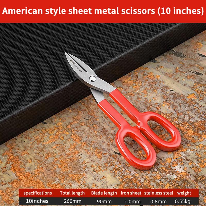 Professional Stainless Steel Scissors & Tin Snips For Metal, Leather & Copper Cutting - Multi-Directional Industrial Tool